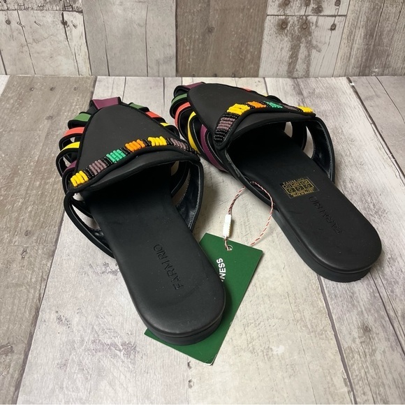 NWB FARM Rio Black Rainbow Beaded Mule Size 10 - Picture 6 of 10